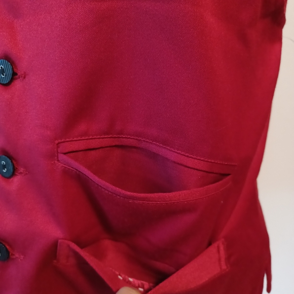 NWOT Esprit Reversible Passion Red & Wine Polka-dot Vest Small - Picture 6 of 11